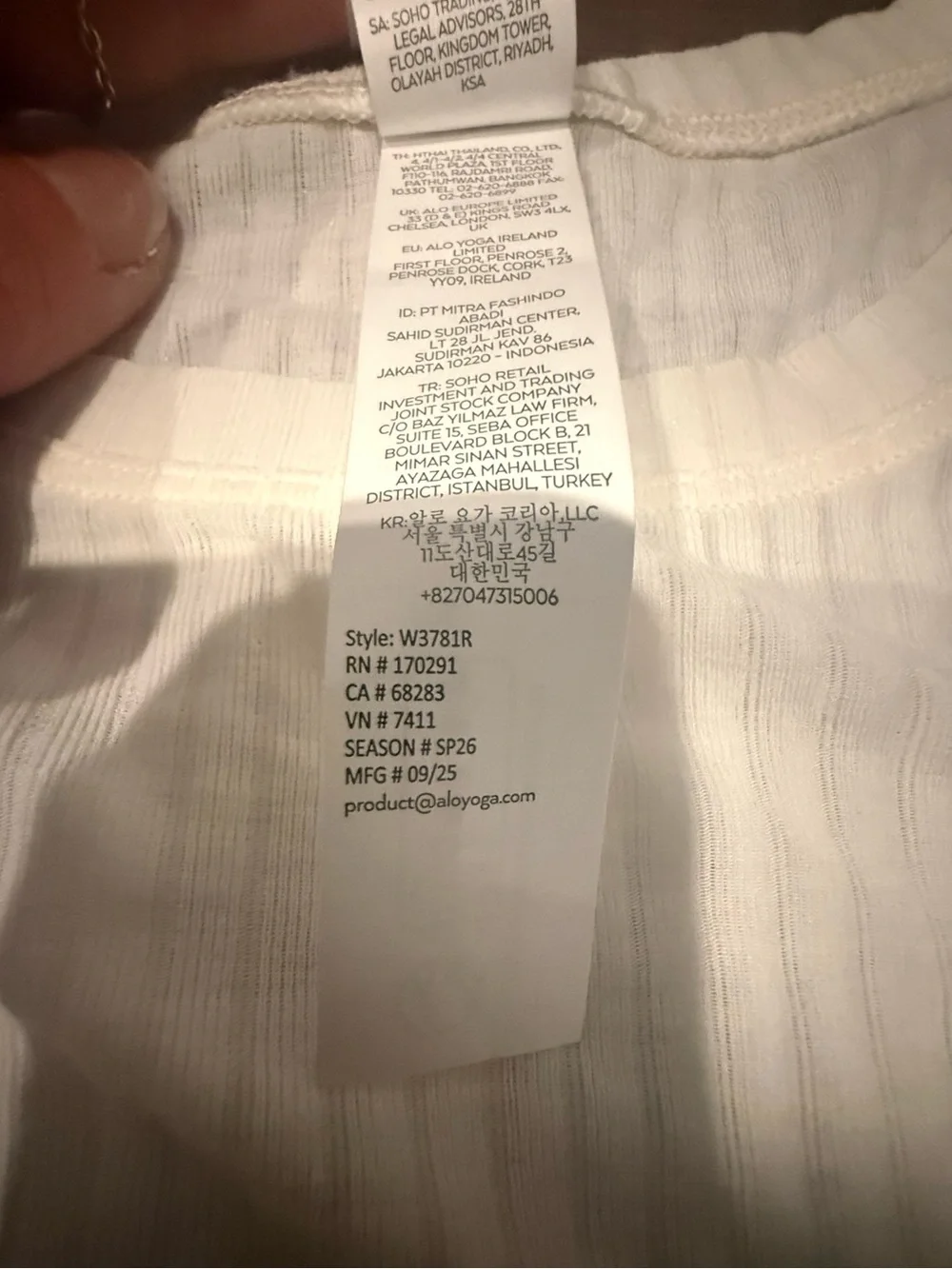 NWT ALO WOMENS RIBBED SEA-COAST LONG SLEEVE, SIZE XXS, CREAM